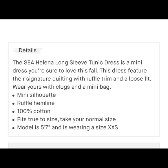 Sea Helena Long Sleeve Tunic Dress in Black Size Xtra Small - Picture 11 of 12